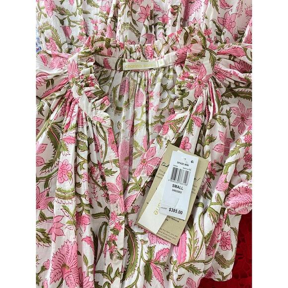 Charina Sarte Spade Floral Pink Block Print Cotton Ruffle Mini Dress Tuckernuck - Picture 9 of 10